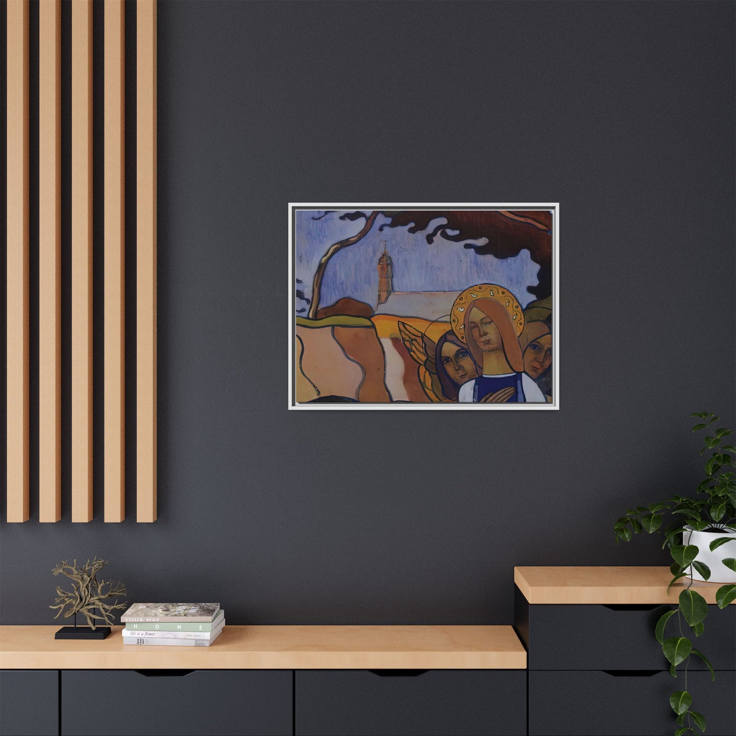 Filiger, Charles - Virgin and Two Angels (1895) - Matte Canvas, Framed