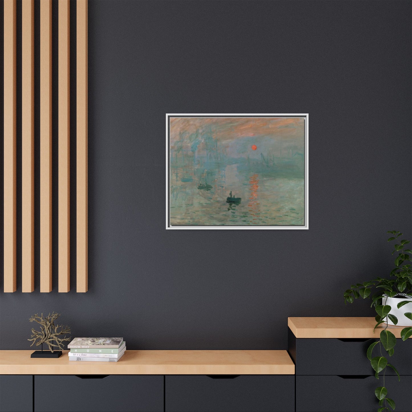 Monet, Claude - Impression, Sunrise (1872) - Matte Canvas, Framed