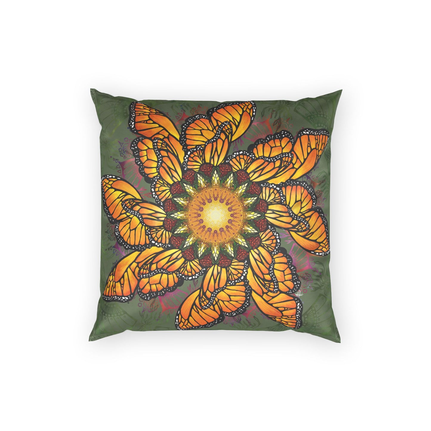Pacio, Adam - Monarch Butterfly Mandala - Poly Velvet Pillow