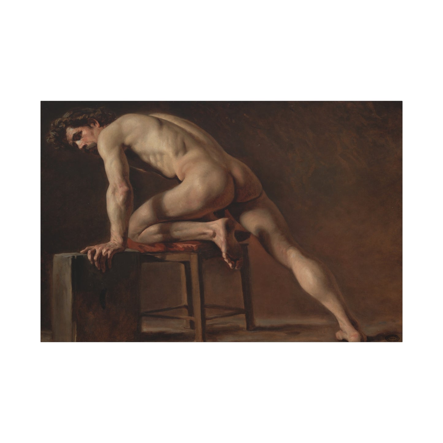Courbet, Gustave - Study of a Nude Man (1840) - Canvas Block, unframed