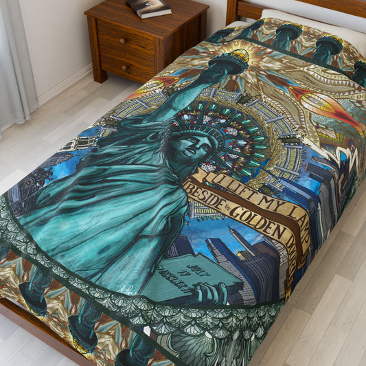 Liberty Mandala - Velveteen Plush Blanket