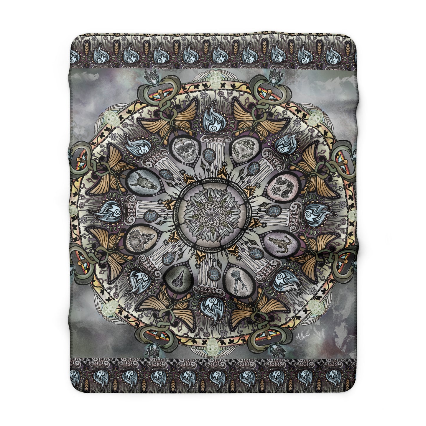 Pacio, Adam - Memento Mori Mandala - Sherpa Fleece Blanket