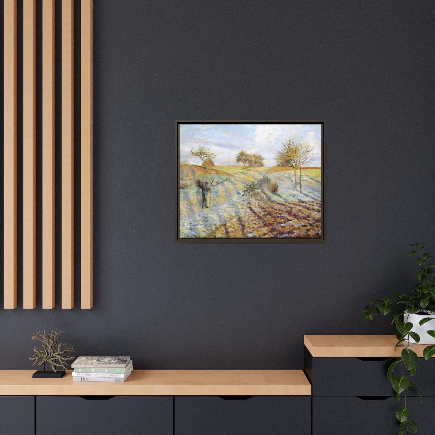 Pissarro, Camille - Hoarfrost (1873) - Matte Canvas, Framed