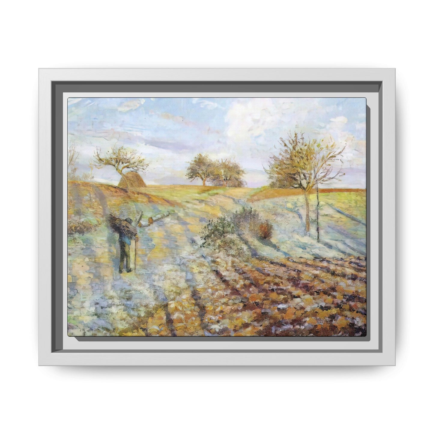 Pissarro, Camille - Hoarfrost (1873) - Matte Canvas, Framed