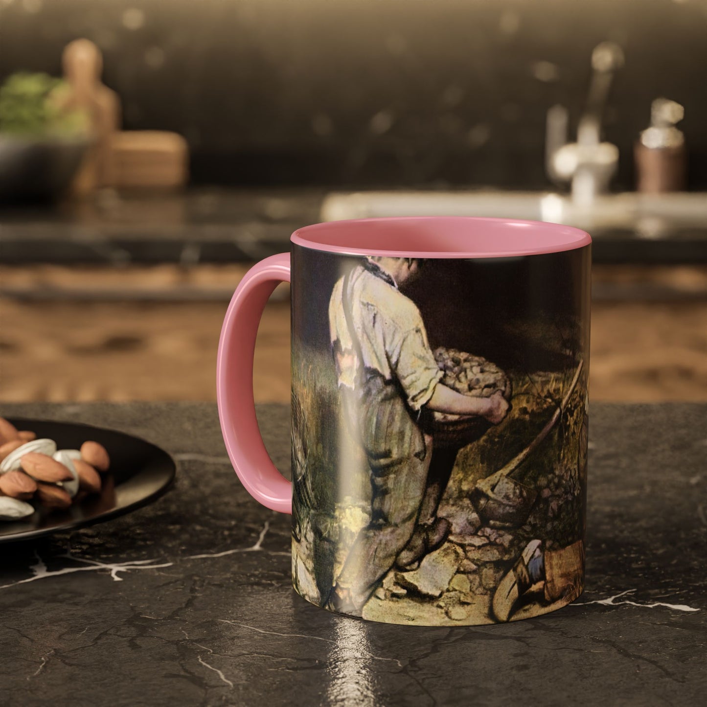 Courbet, Gustave - The Stone Breakers (1850) - Colorful Accent Mugs