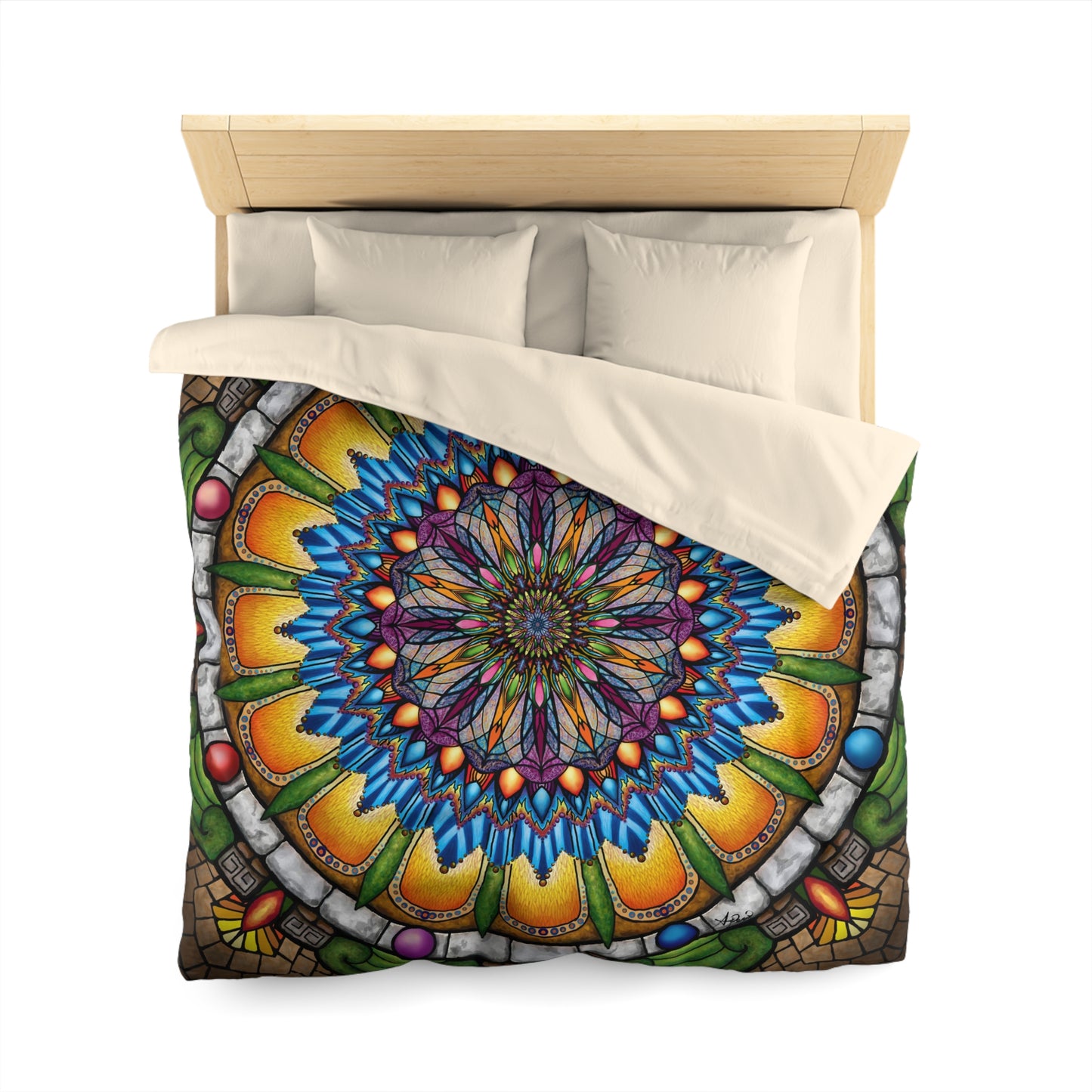 Pacio, Adam - Emerald Arrows Mandala - Microfiber Duvet Cover