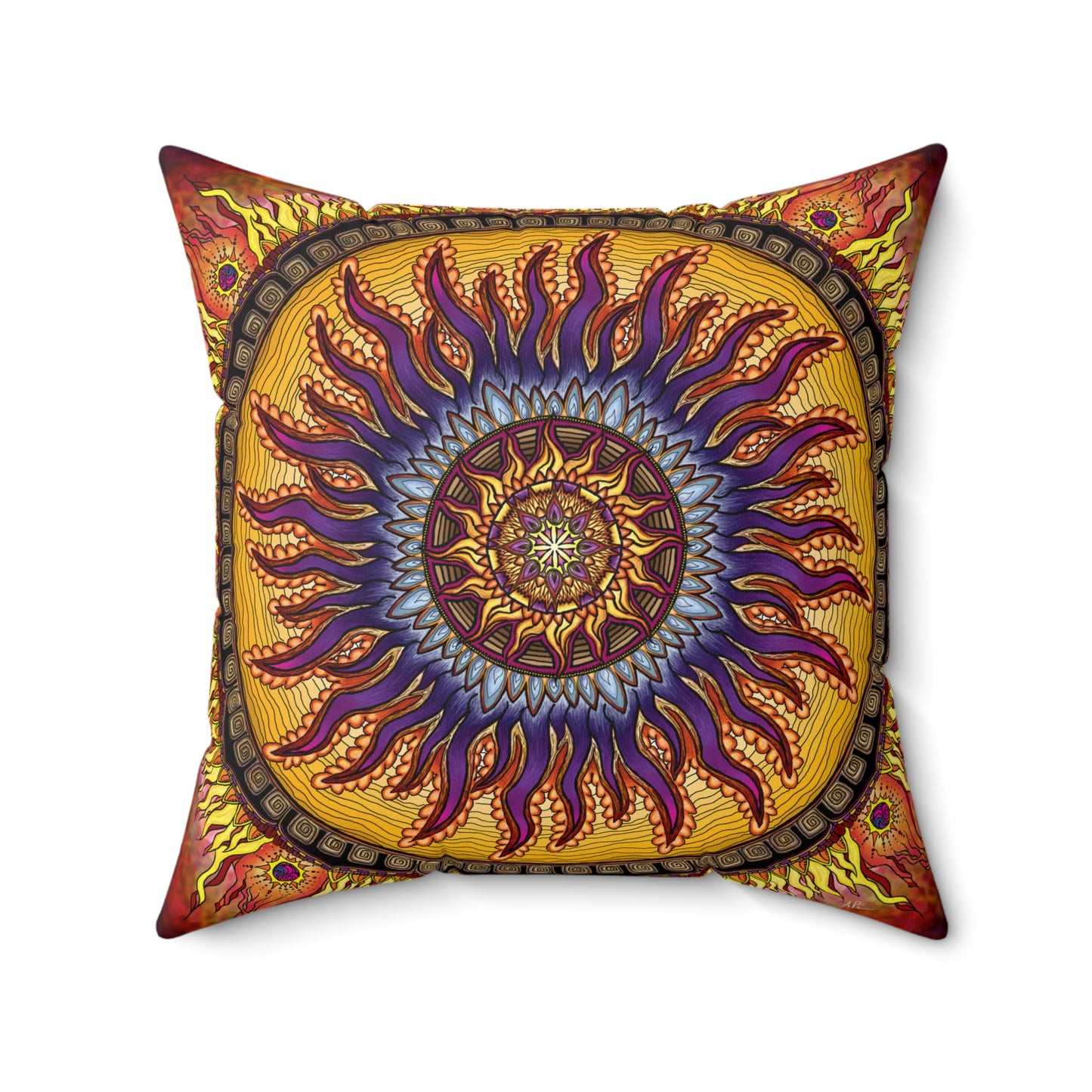 Pacio, Adam - Solar Disc Mandala - Suede Square Pillow