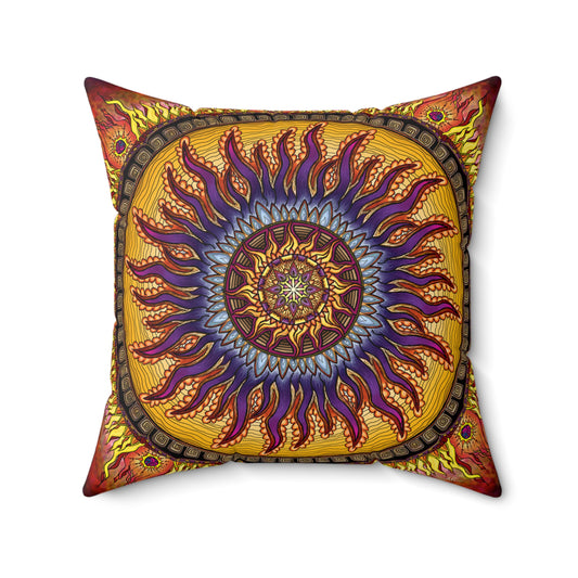 Pacio, Adam - Solar Disc Mandala - Suede Square Pillow