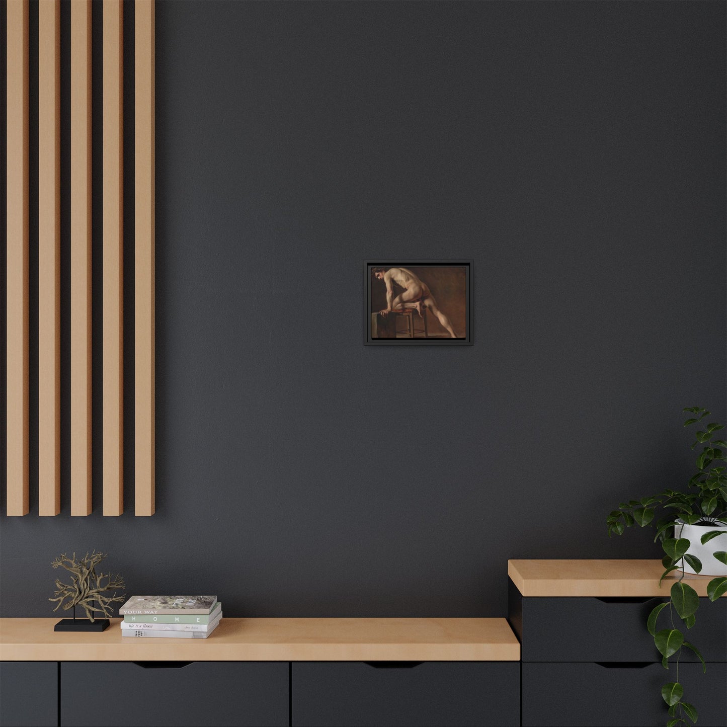 Courbet, Gustave - Study of a Nude Man (1840) - Matte Canvas, Framed