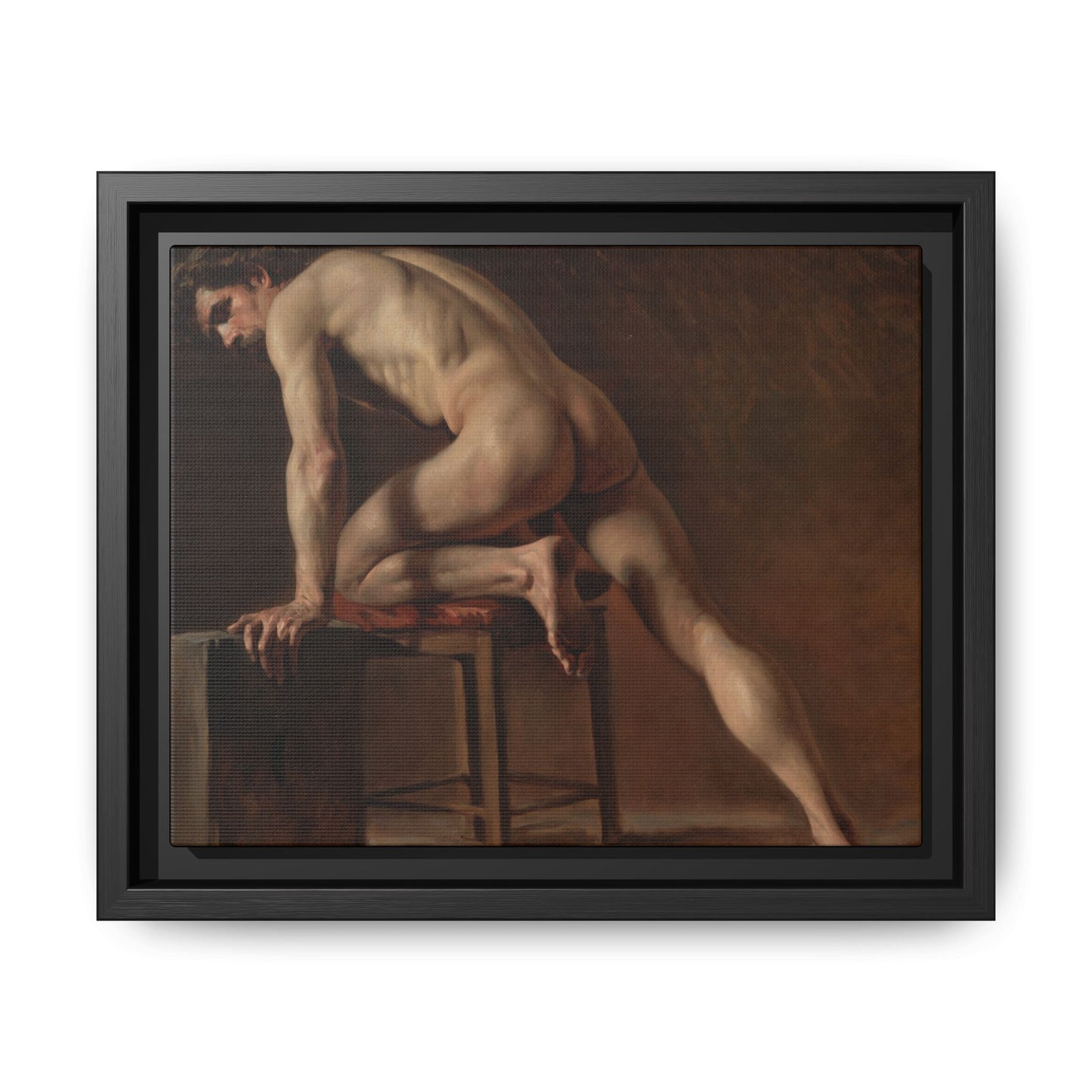 Courbet, Gustave - Study of a Nude Man (1840) - Matte Canvas, Framed