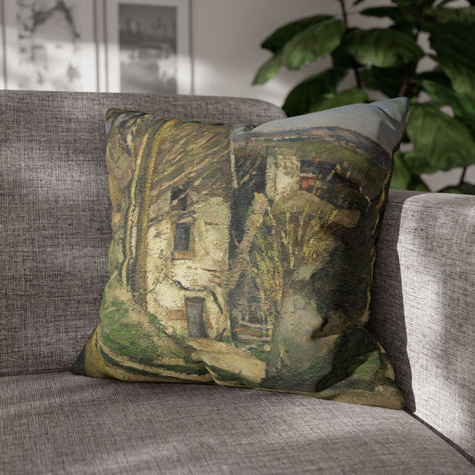 Cézanne, Paul - The House of the Hanged Man, Auvers-sur-Oise (1874) - Suede Square Pillowcase