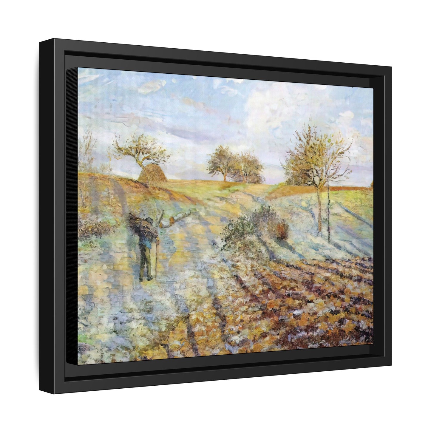 Pissarro, Camille - Hoarfrost (1873) - Matte Canvas, Framed