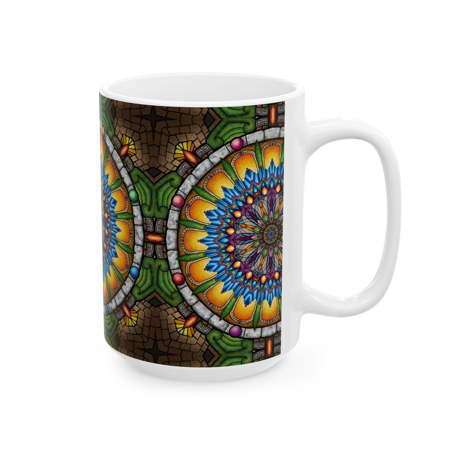 Pacio, Adam - Emerald Arrows Mandala - Ceramic Mug