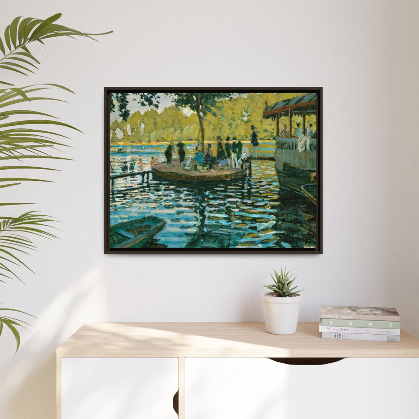Monet, Claude - La Grenouillere (1869) - Matte Canvas, Framed