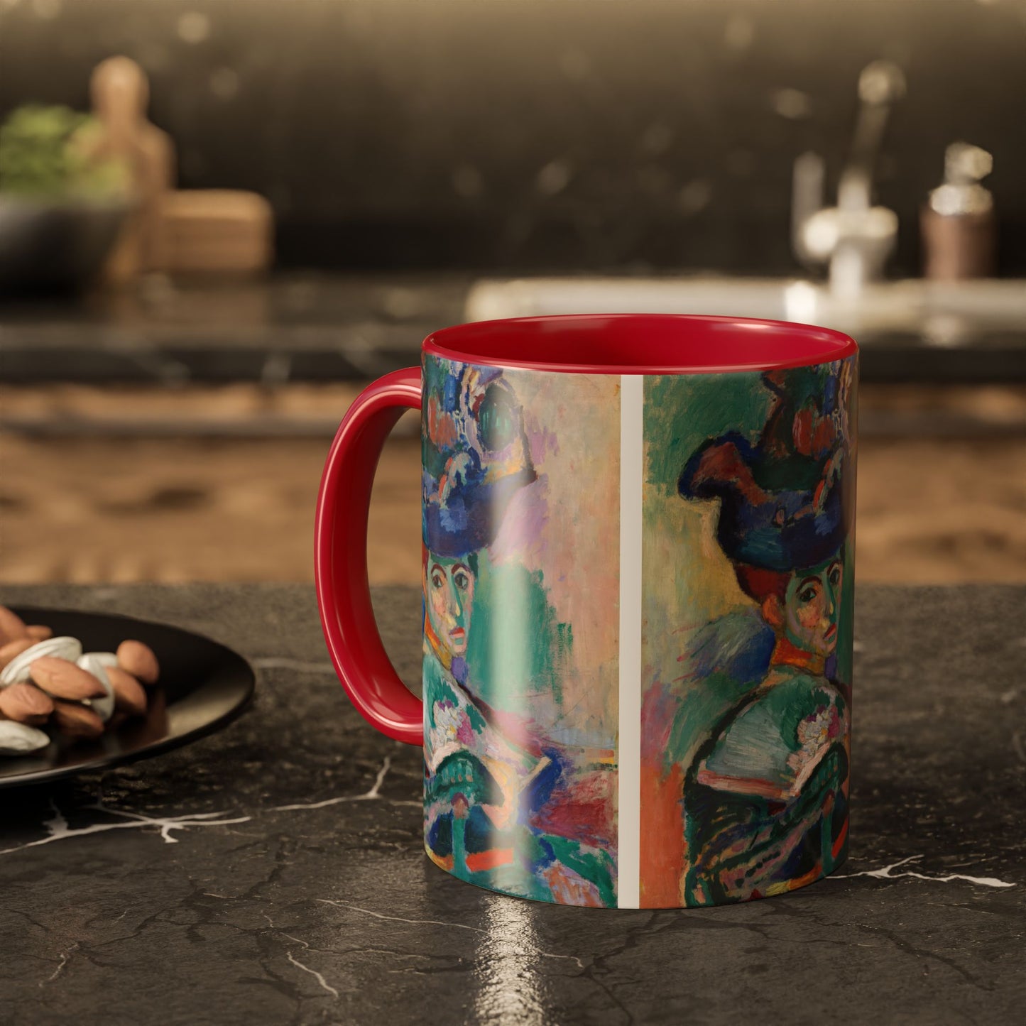 Matisse, Henri - Woman with a Hat (1905) - Colorful Accent Mugs