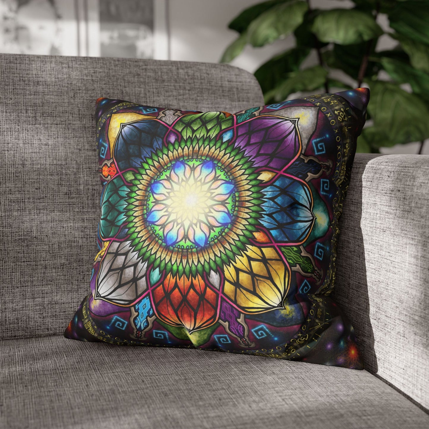 Pacio, Adam - Mystic Jewel Mandala - Suede Square Pillowcase