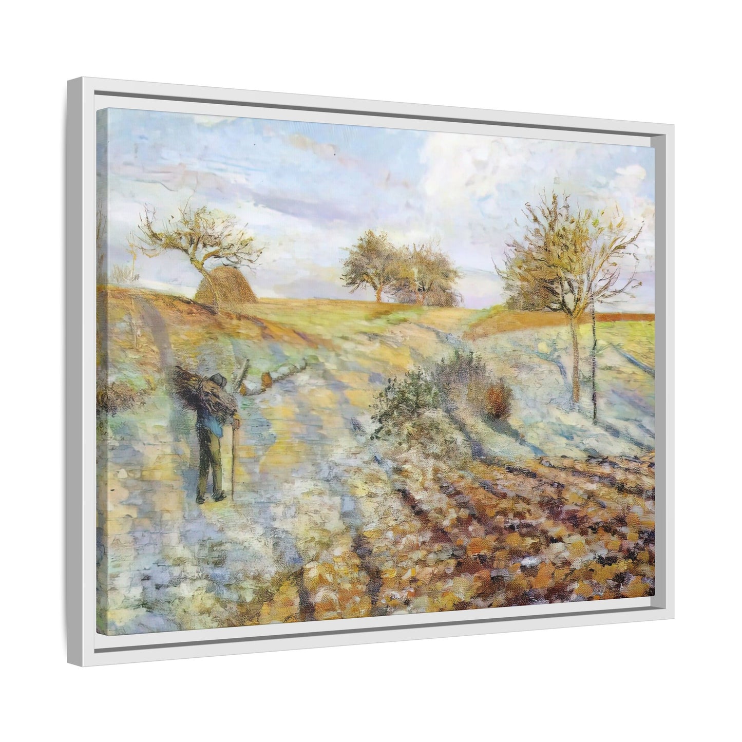 Pissarro, Camille - Hoarfrost (1873) - Matte Canvas, Framed