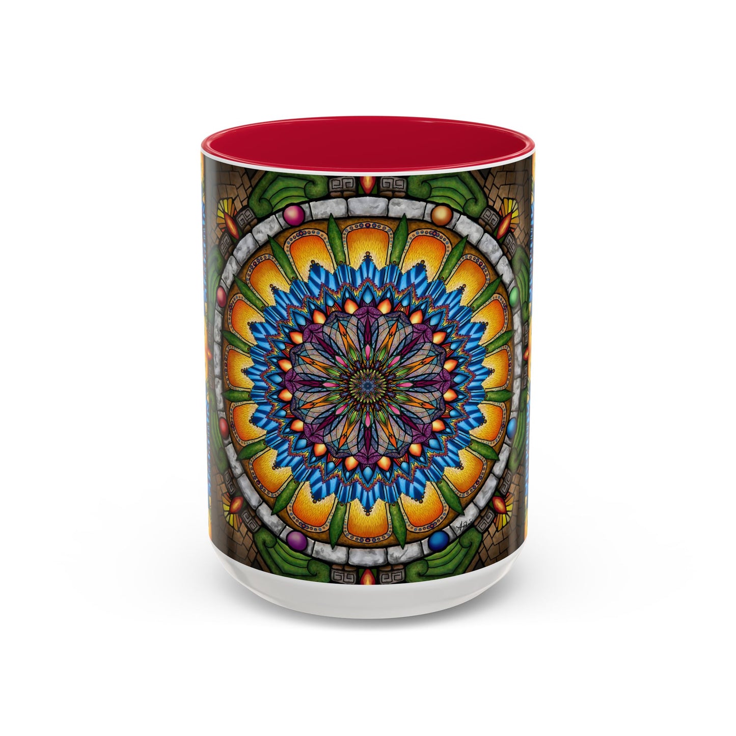 Pacio, Adam - Emerald Arrows Mandala - Colorful Accent Mugs