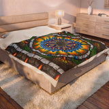 Emerald Arrows Mandala - Velveteen Plush Blanket
