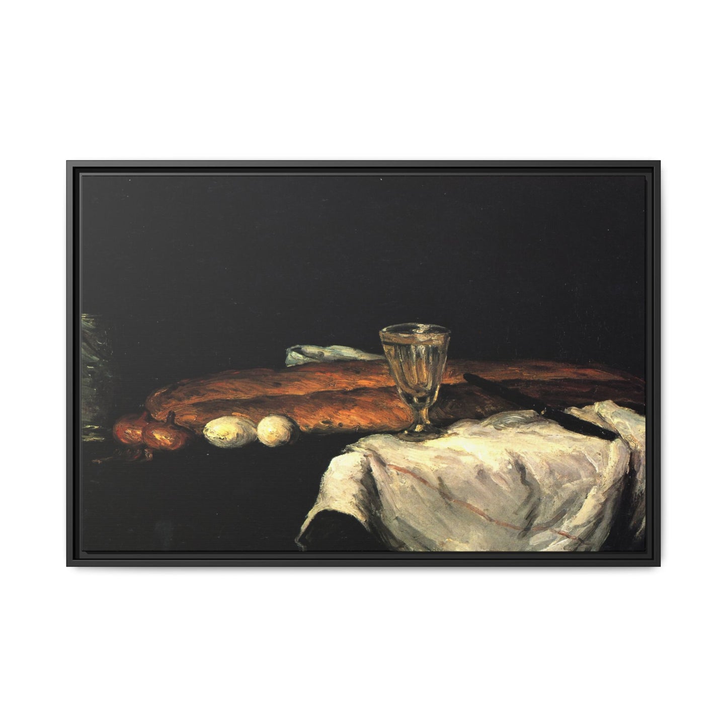 Cézanne, Paul - Still Life with Bread and Eggs (1865) - Matte Canvas, Framed