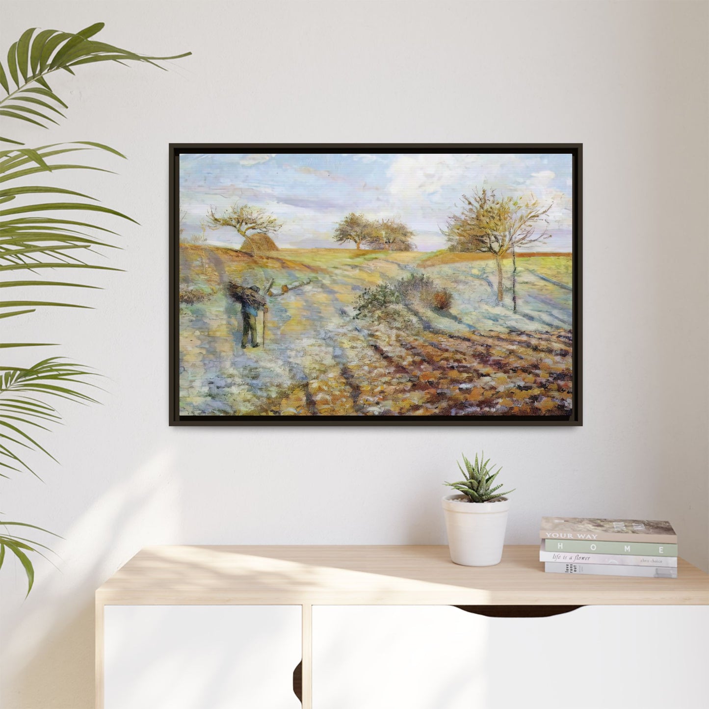 Pissarro, Camille - Hoarfrost (1873) - Matte Canvas, Framed
