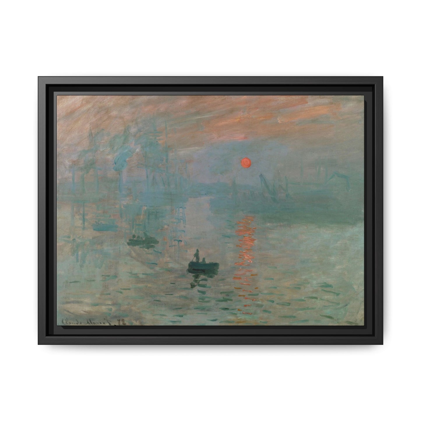Monet, Claude - Impression, Sunrise (1872) - Matte Canvas, Framed