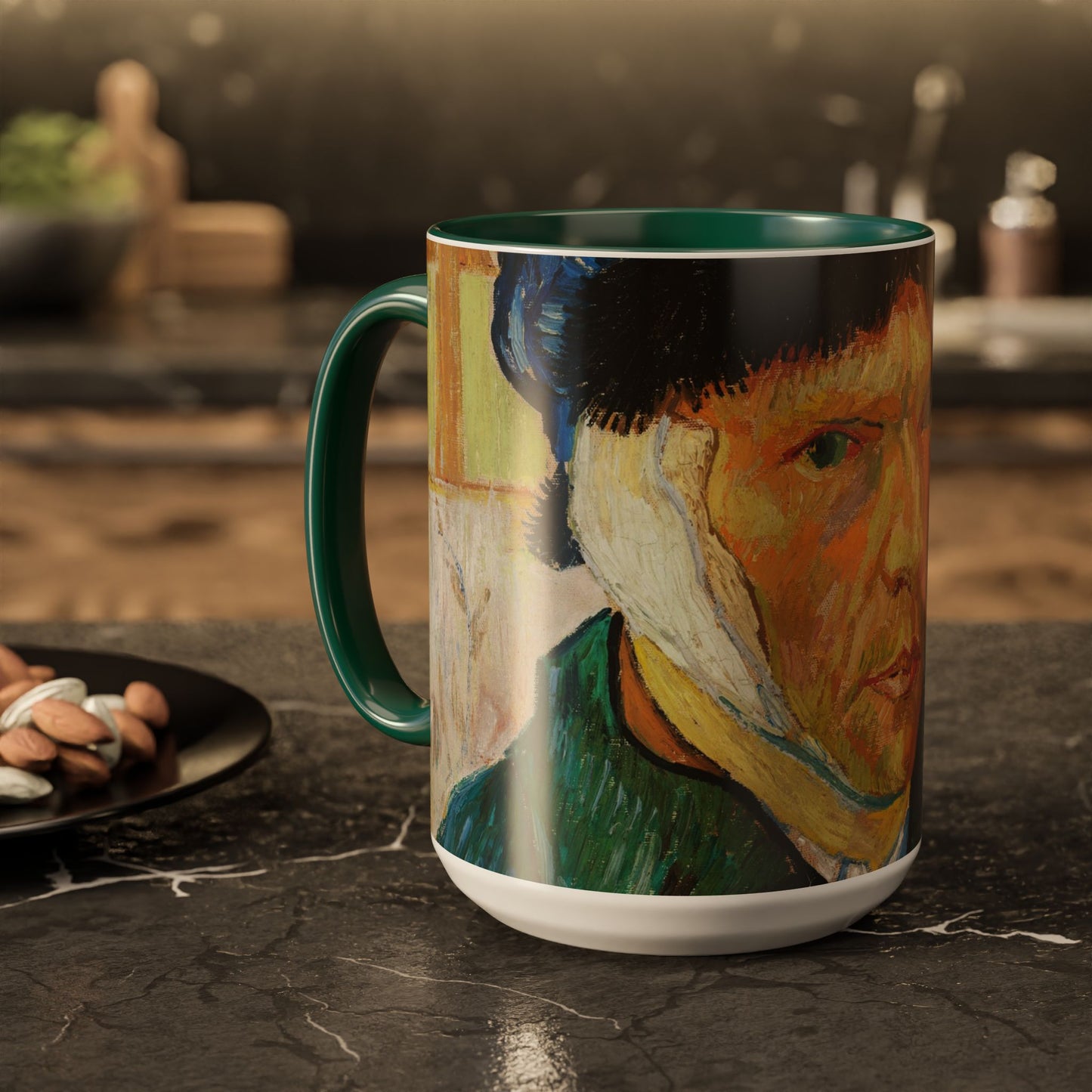 Van Gogh, Vincent - Self Portrait with Bandaged Ear (1889) - Colorful Accent Mugs
