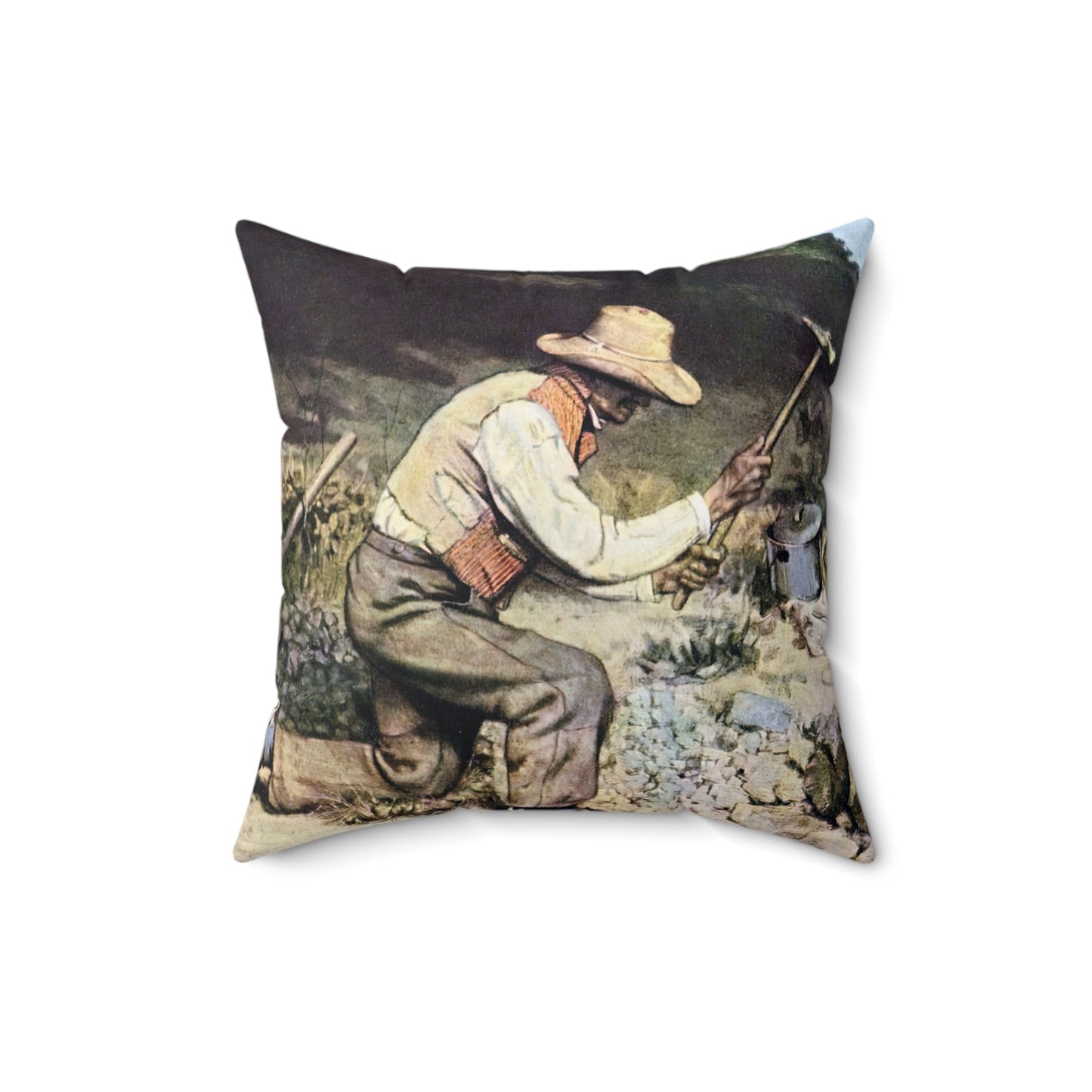 Courbet, Gustave - The Stone Breakers (1850) - Suede Square Pillow