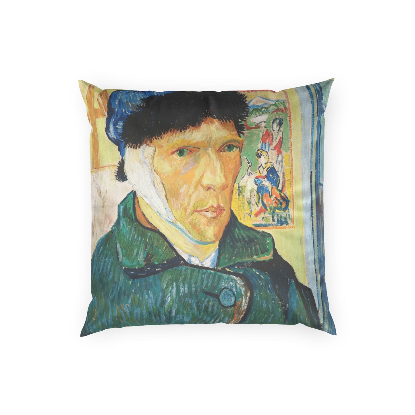 Van Gogh, Vincent - Self Portrait with Bandaged Ear (1889) - Poly Velvet Pillow