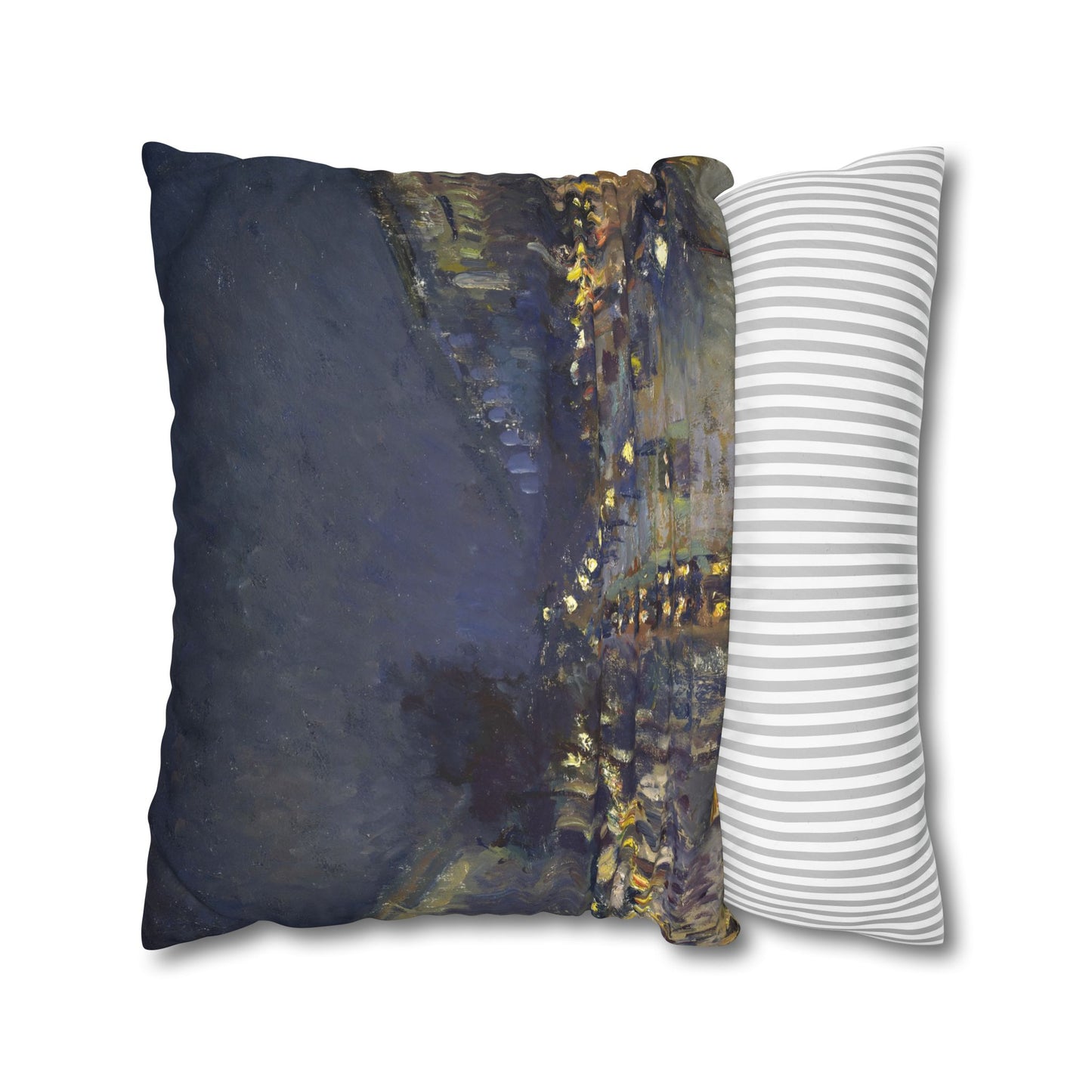 Pissarro, Camille - The Boulevard Montmartre At Night (1897) - Suede Square Pillowcase