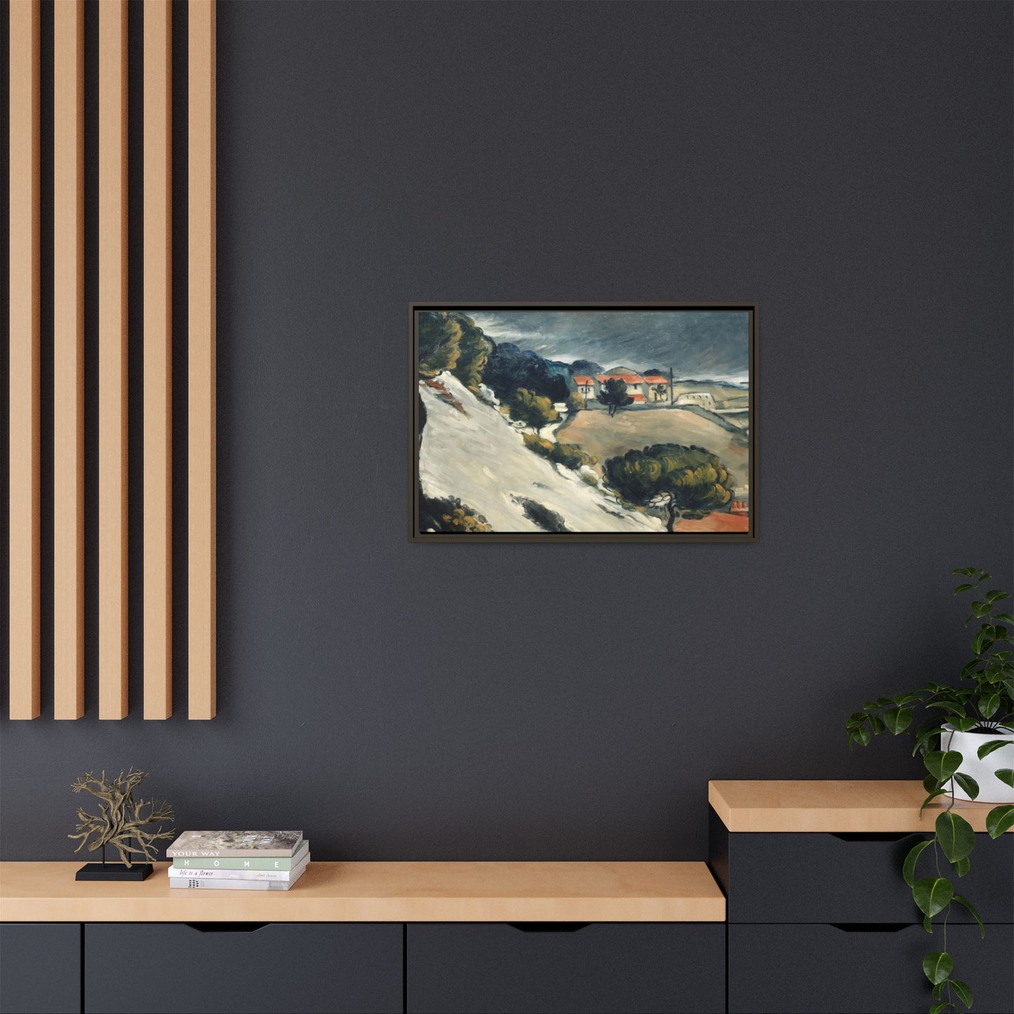 Cézanne, Paul - L’Estaque, Melting Snow (1870) - Matte Canvas, Framed