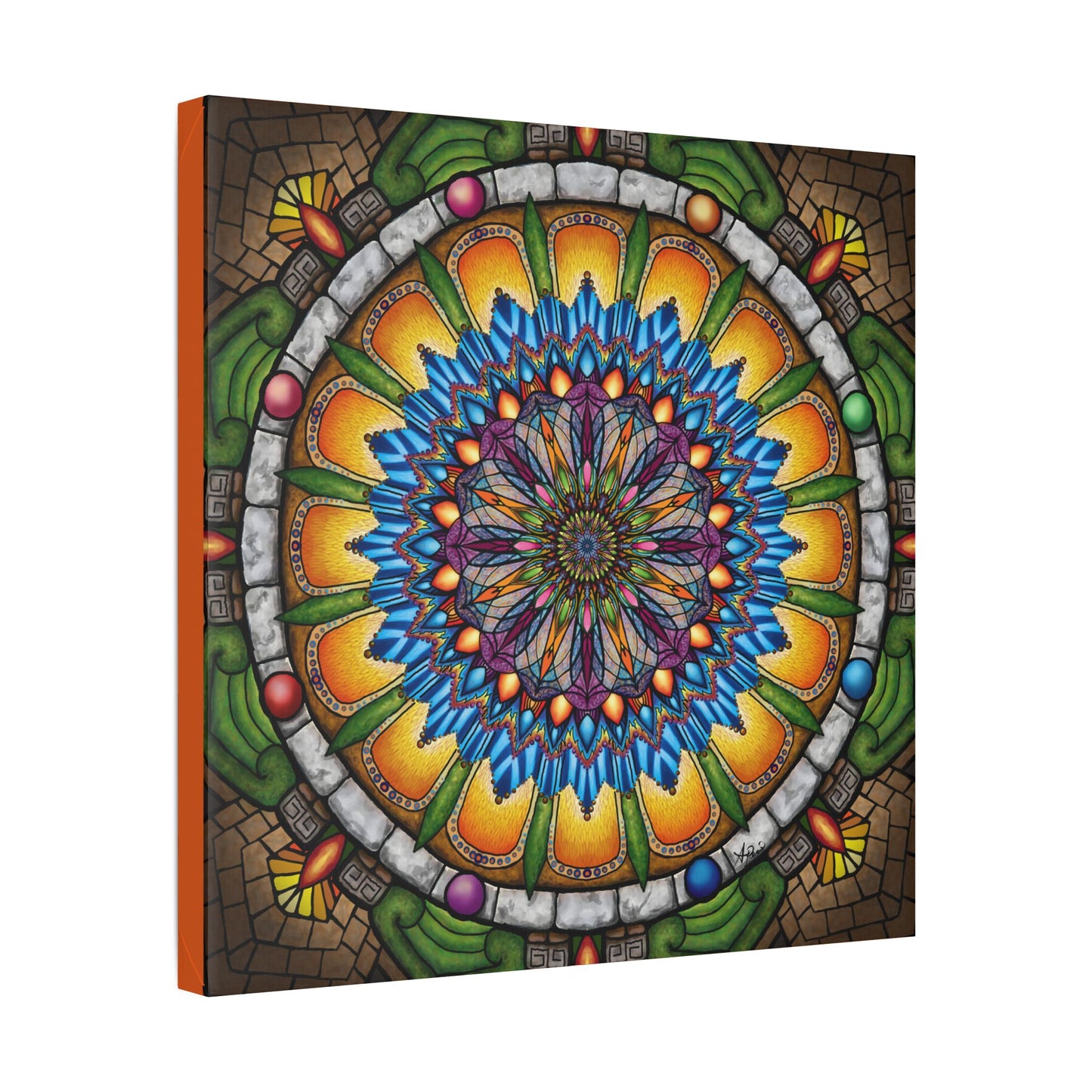 Emerald Arrows Mandala - Canvas Block