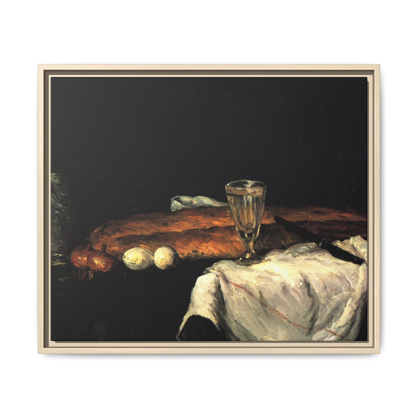 Cézanne, Paul - Still Life with Bread and Eggs (1865) - Matte Canvas, Framed