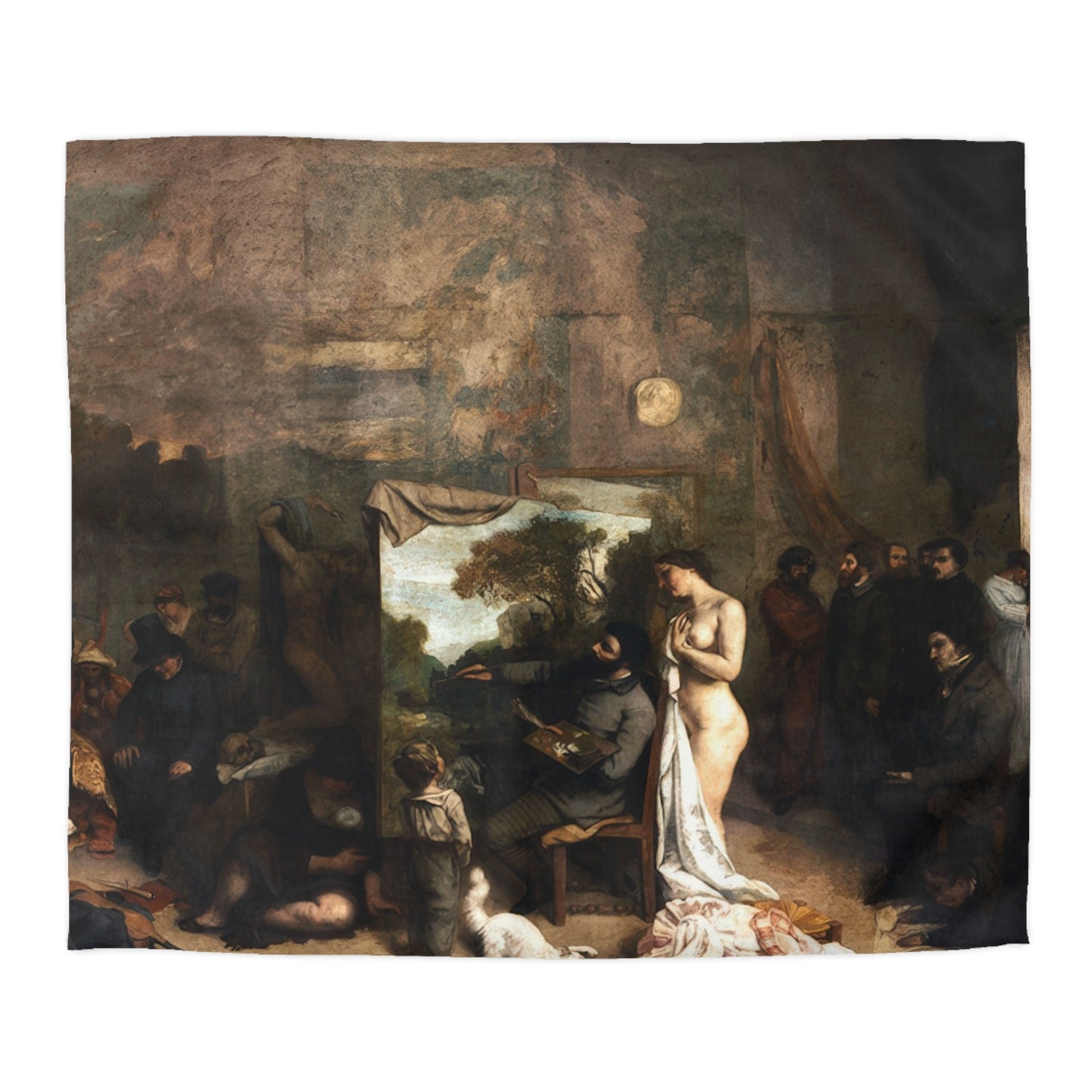 Courbet, Gustave - The Painter’s Studio (1855) - Microfiber Duvet Cover