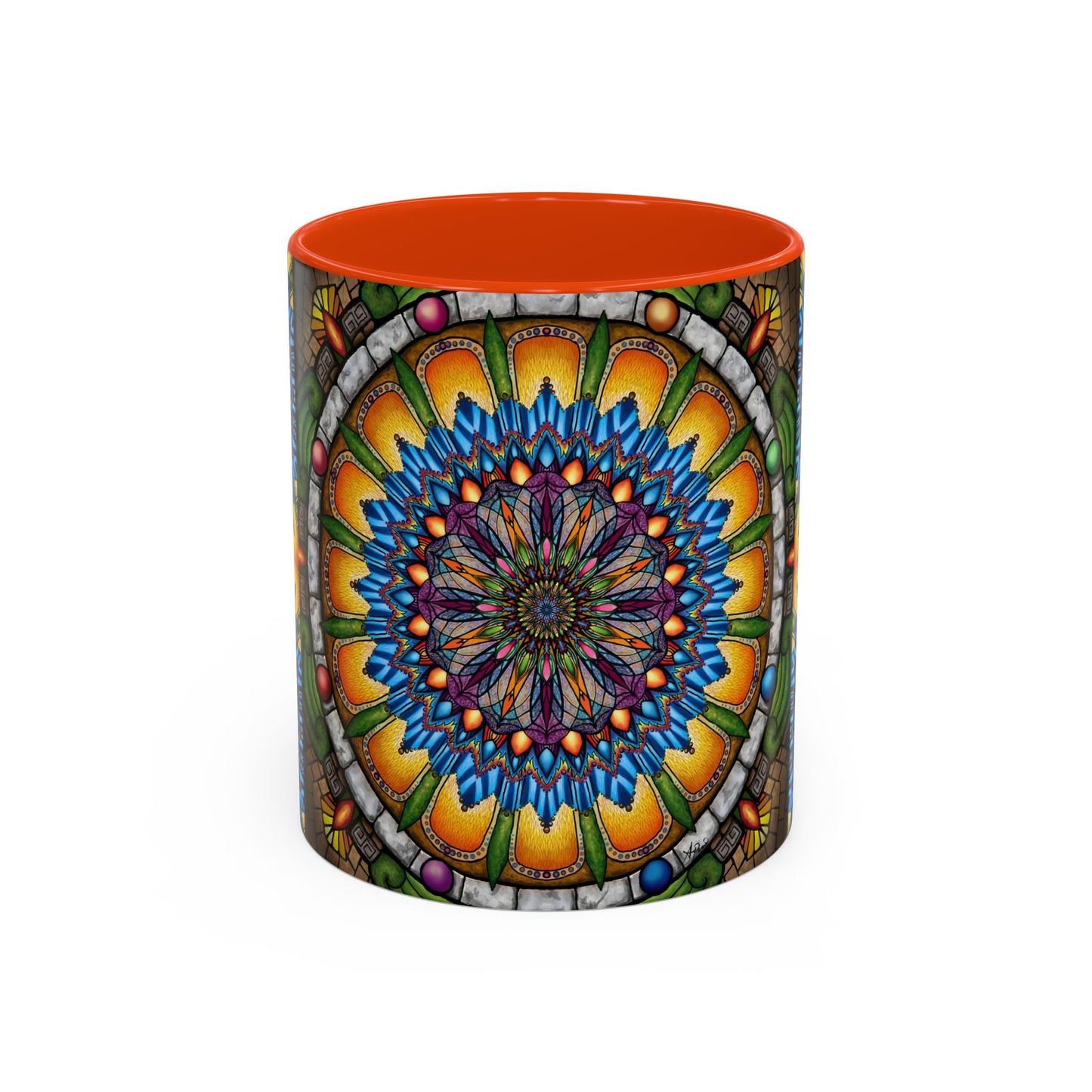Pacio, Adam - Emerald Arrows Mandala - Colorful Accent Mugs