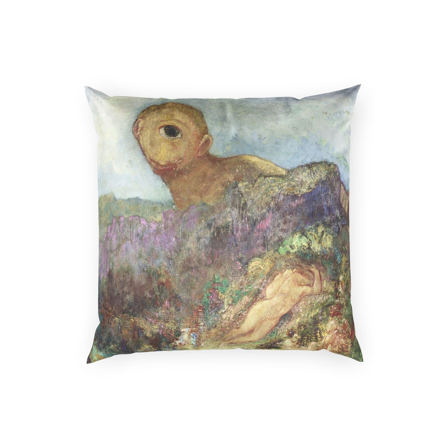 Redon, Odilon - The Cyclops (1914) - Poly Velvet Pillow