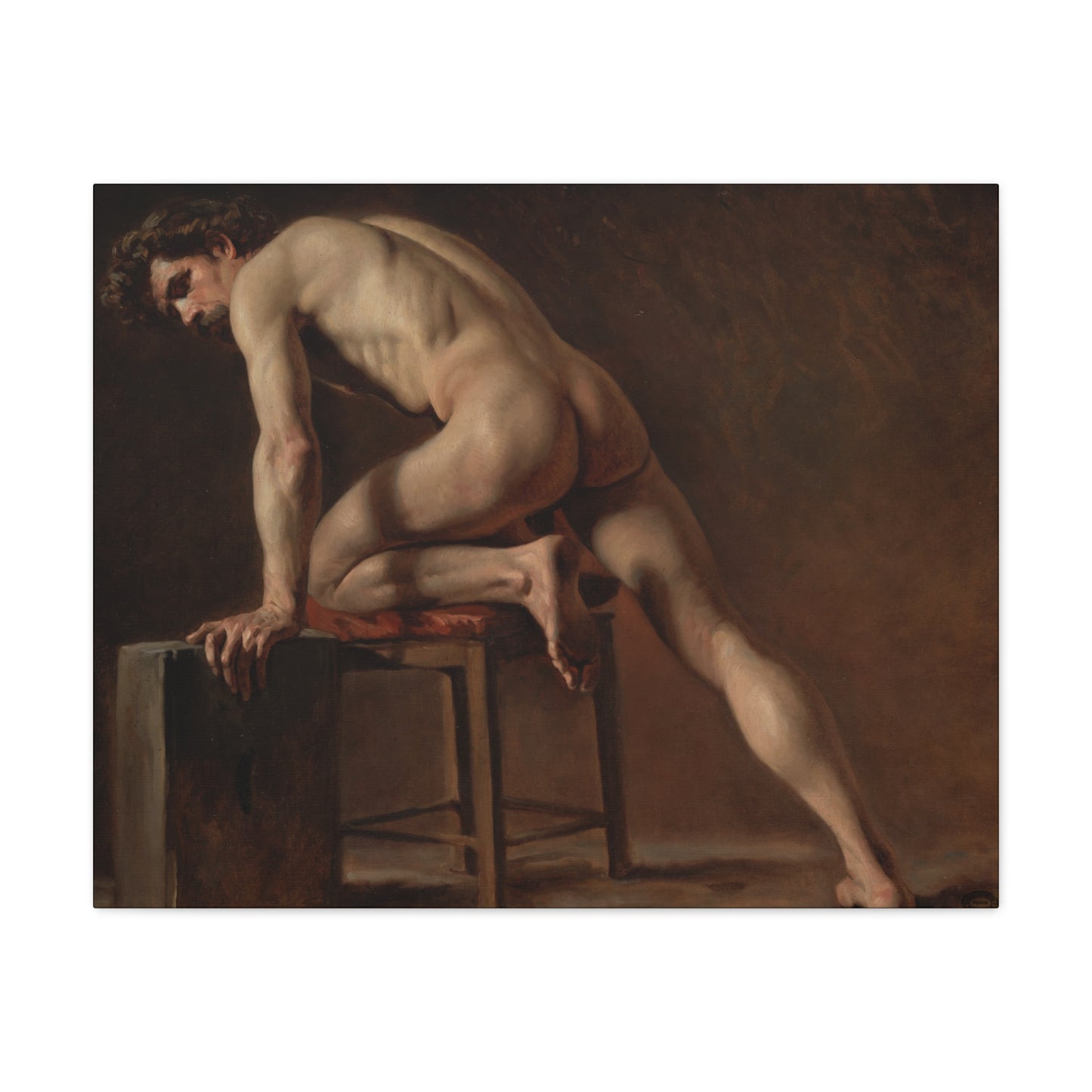 Courbet, Gustave - Study of a Nude Man (1840) - Canvas Block, unframed