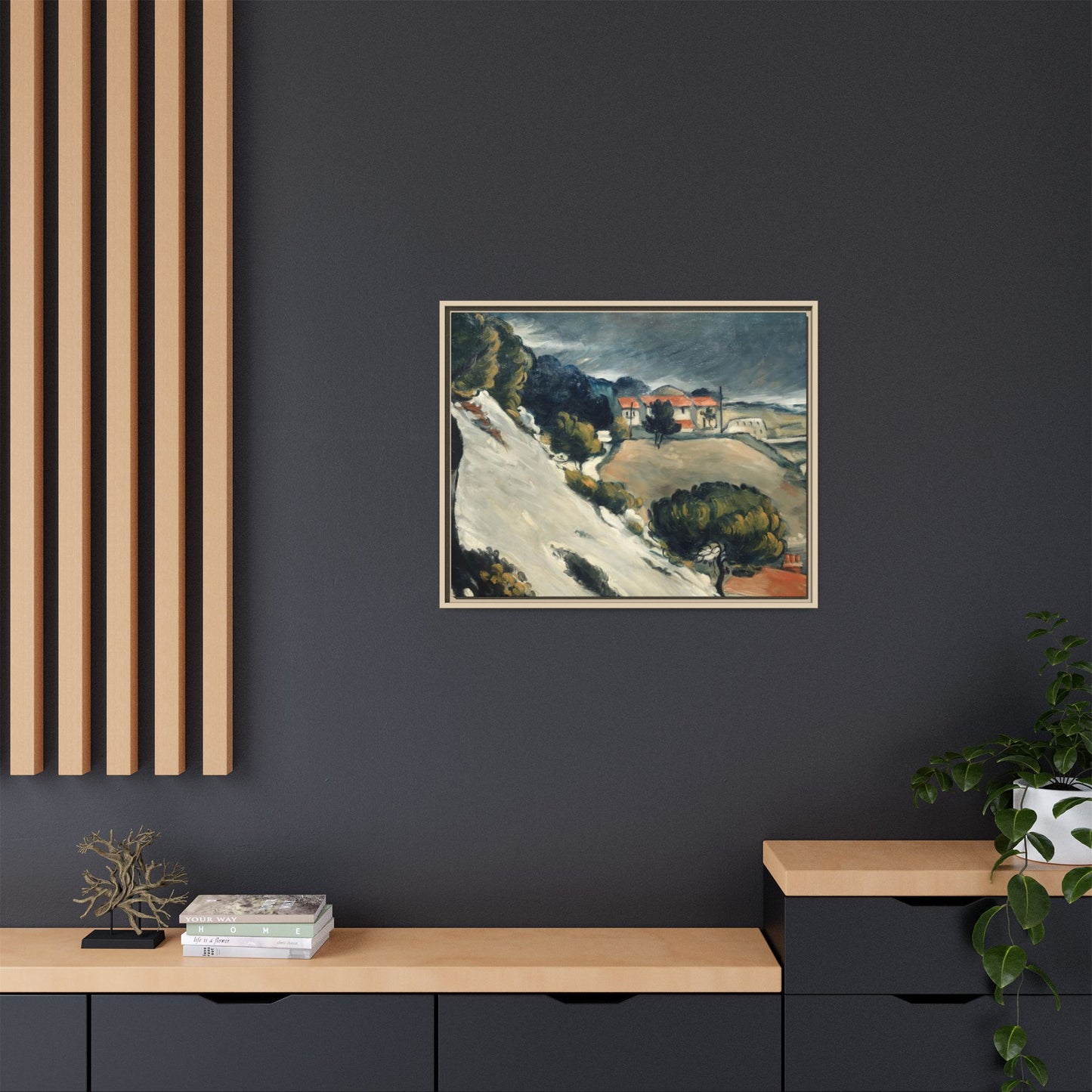 Cézanne, Paul - L’Estaque, Melting Snow (1870) - Matte Canvas, Framed
