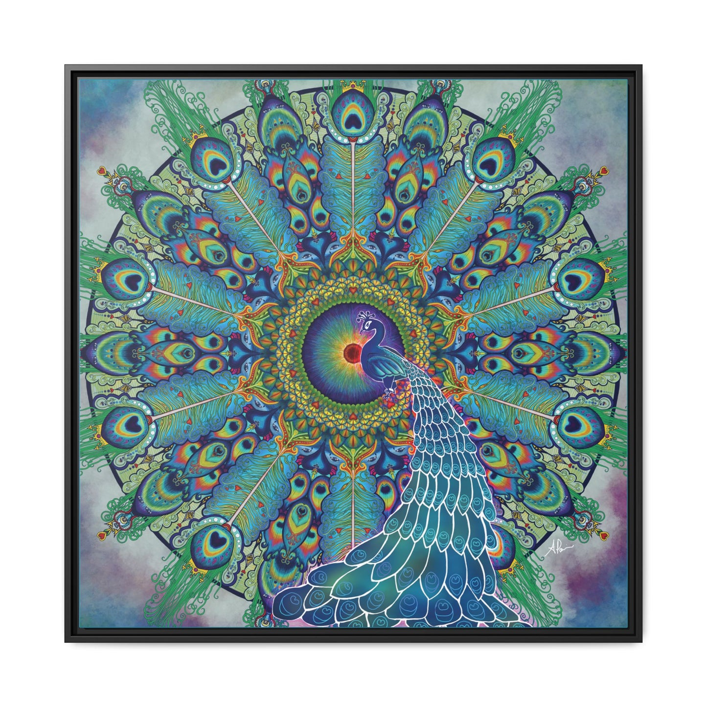 Melek Taus Mandala - Framed Matte Canvas