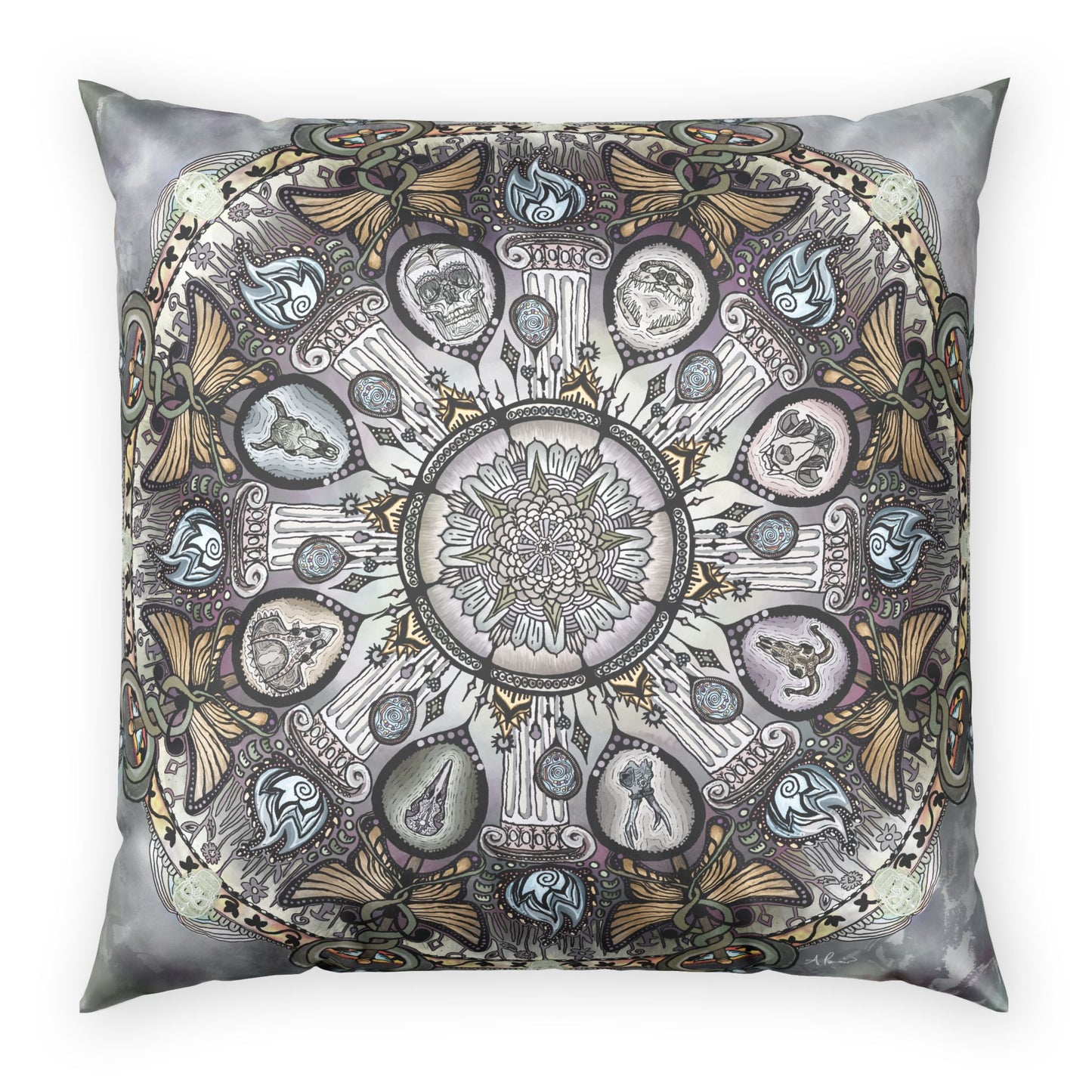 Pacio, Adam - Memento Mori Mandala - Poly Velvet Pillow