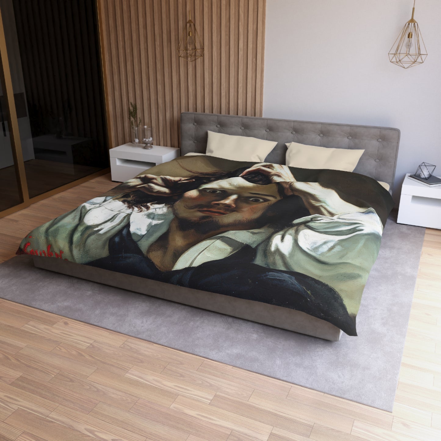 Courbet, Gustave - The Desperate Man (1843) - Microfiber Duvet Cover