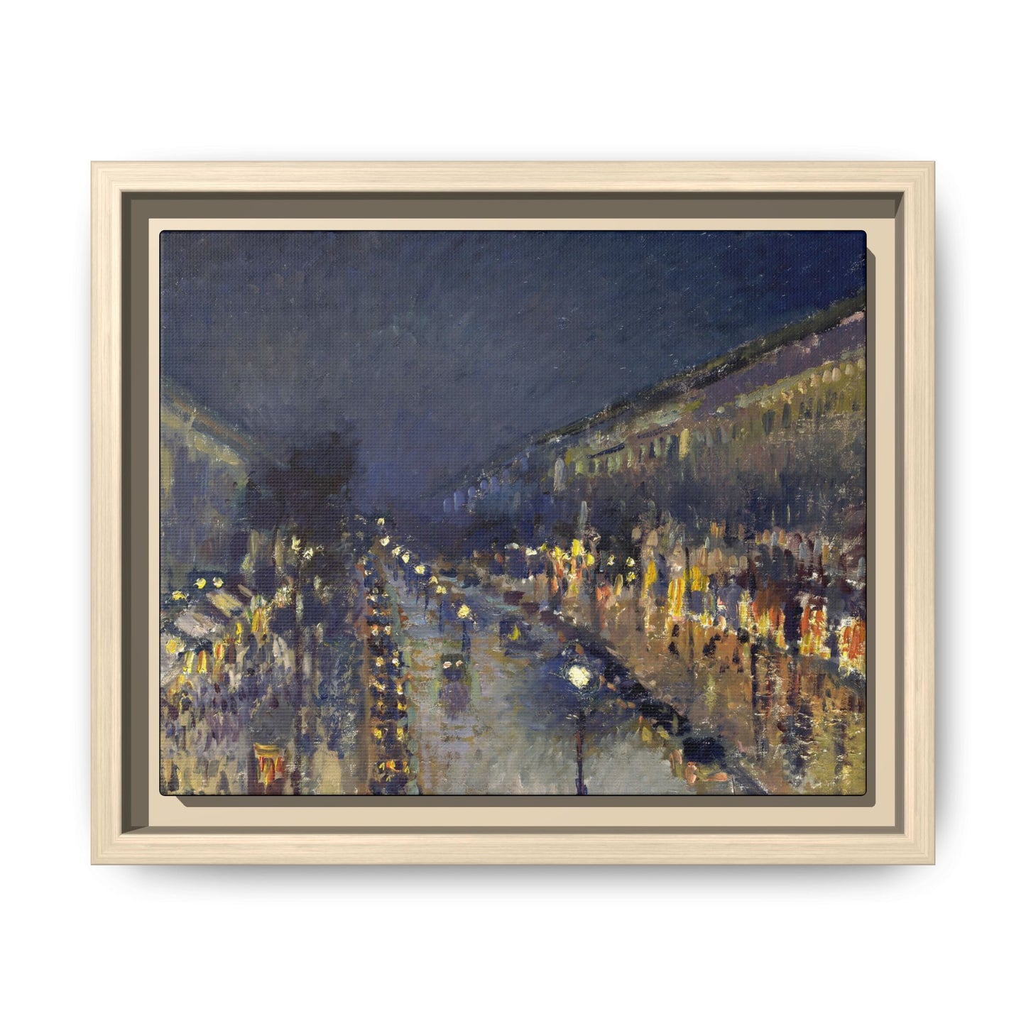 Pissarro, Camille - The Boulevard Montmartre At Night (1897) - Matte Canvas, Framed