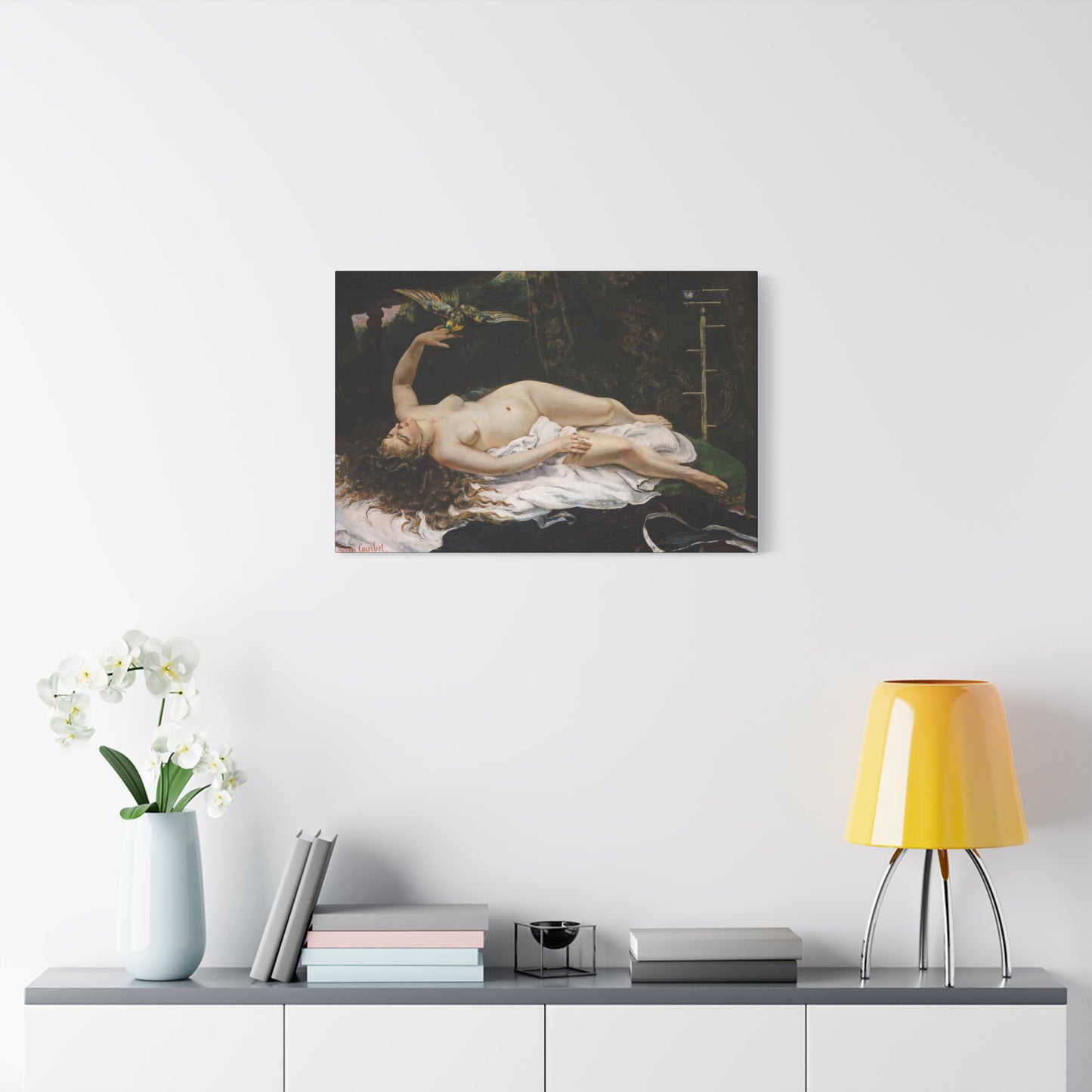 Courbet, Gustave - Woman with a Parrot (1866) - Canvas Block, unframed
