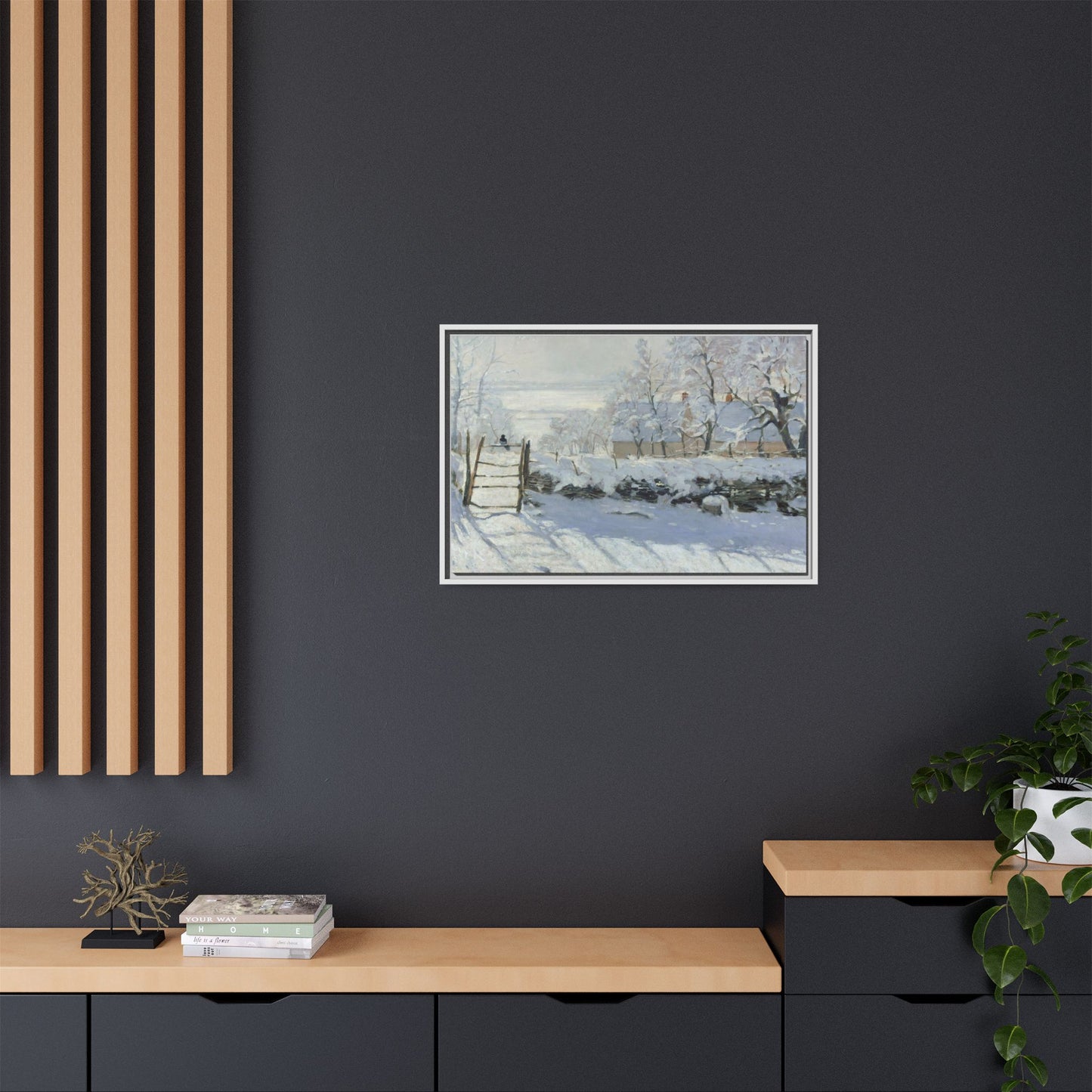 Monet, Claude - The Magpie (1868) - Matte Canvas, Framed