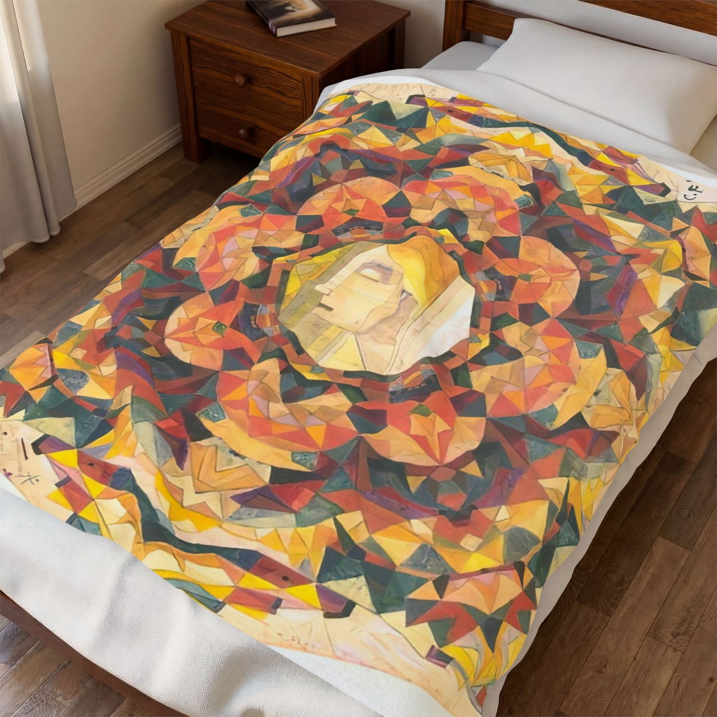 Filiger, Charles - Woman’s Head with Closed Eyes (1893) - Velveteen Plush Blanket
