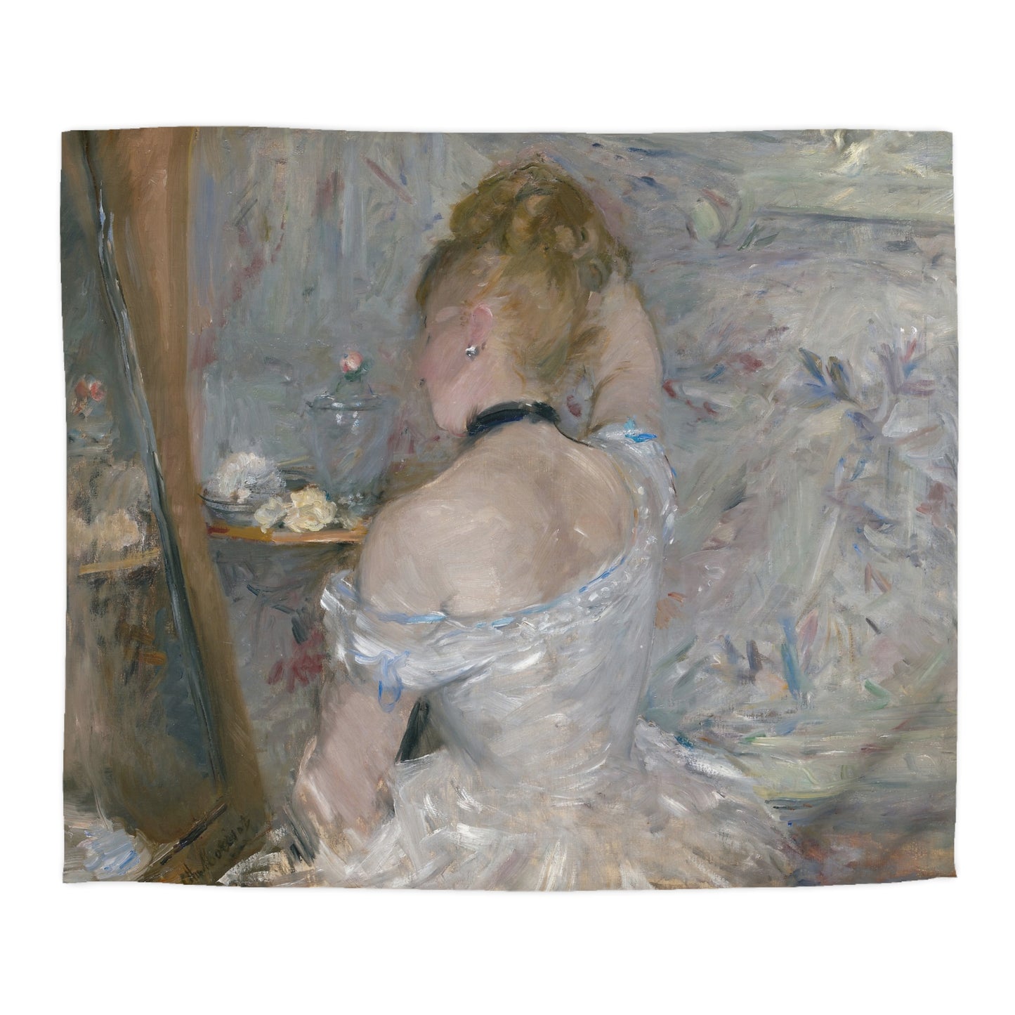 Morisot, Berthe - Woman at Her Toilette (1880) - Microfiber Duvet Cover