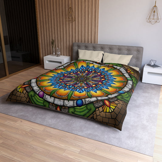 Emerald Arrows Mandala - Microfiber Duvet Cover