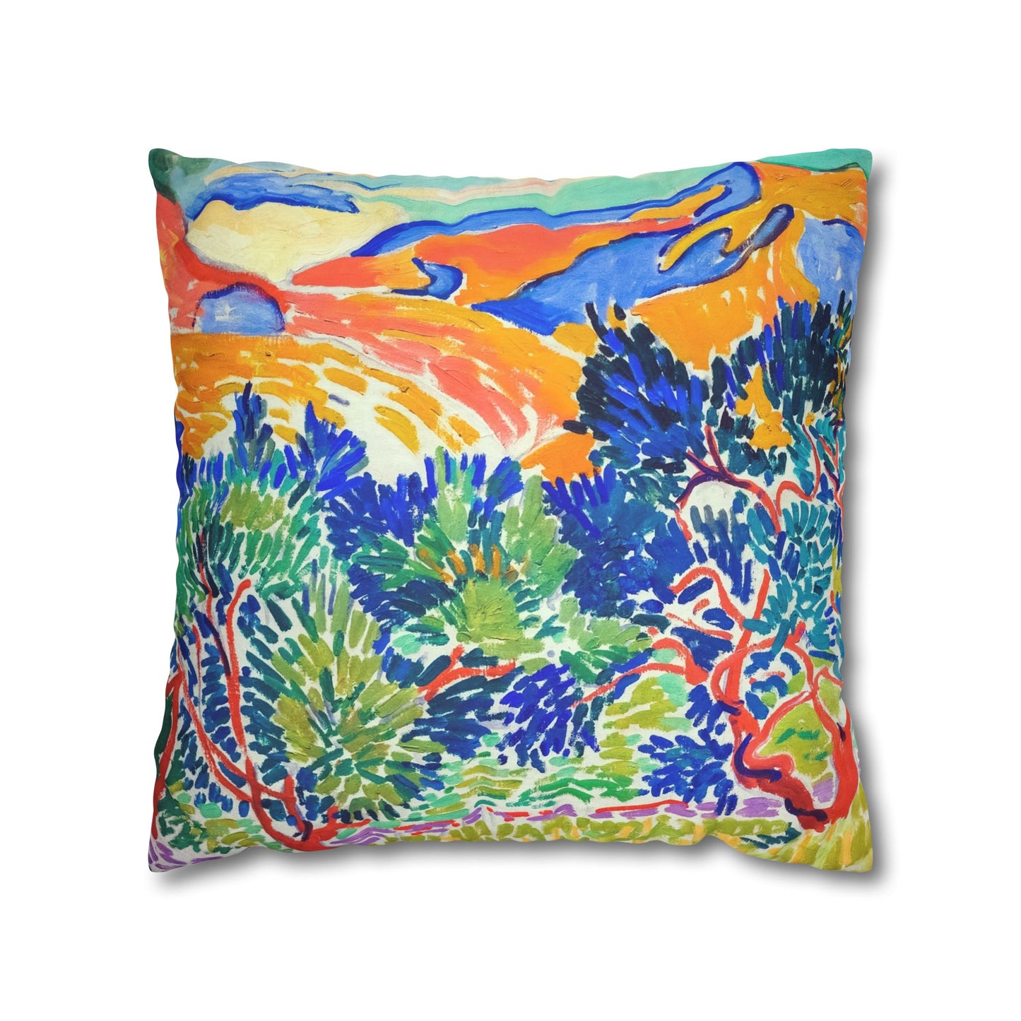 Derain, André - Mountains at Collioure (1905) - Suede Square Pillowcase