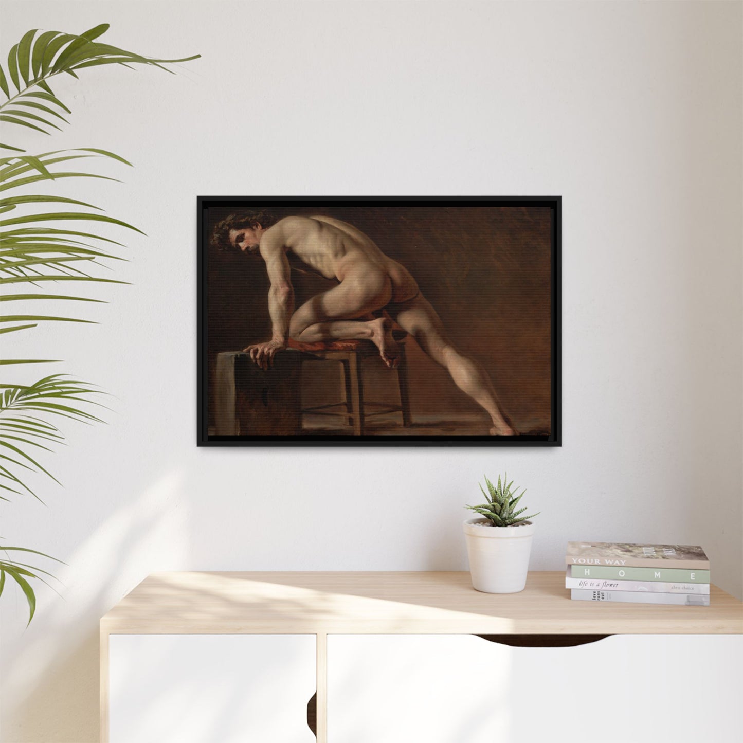 Courbet, Gustave - Study of a Nude Man (1840) - Matte Canvas, Framed