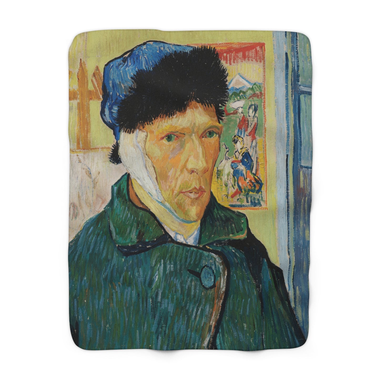 Van Gogh, Vincent - Self Portrait with Bandaged Ear (1889) - Sherpa Fleece Blanket